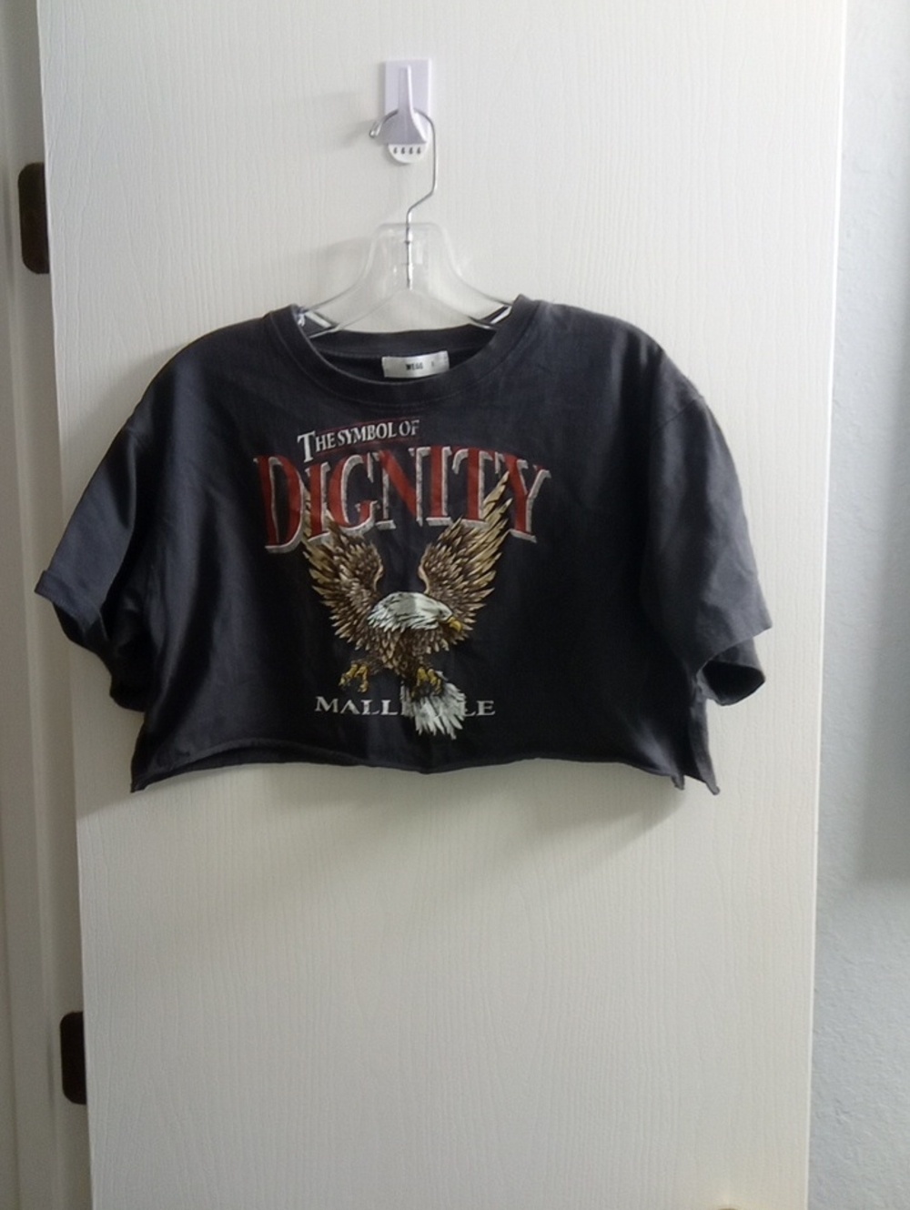 EGO Black Cropped Graphic Eagle Tee with Red Lettering